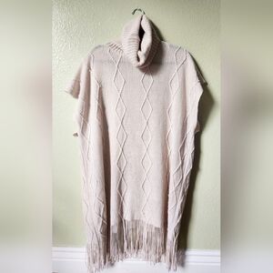 Poncho Turtleneck Sweater Dress